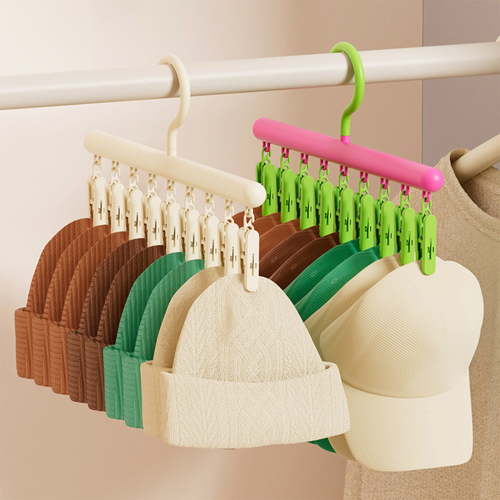 Non Slip Hanger with Clips, Plastic Clothes Hanger, Multi Purpose Garment Clamp, Delicate Lingerie Drying Rack, Sock and Underwear Organizer, Space Saving Clothes Hanger