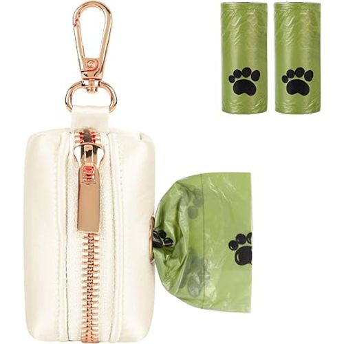 Lionet Paws Cute Dog Poop Bag Holder with Bags for Leash, Silk Dispenser, Matching Collar