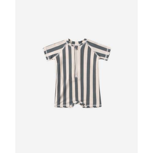 Zip Rashguard One-Piece Retro Ocean Stripe