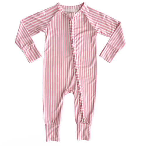 Pink Stripe Zipper Romper – In My Jammers