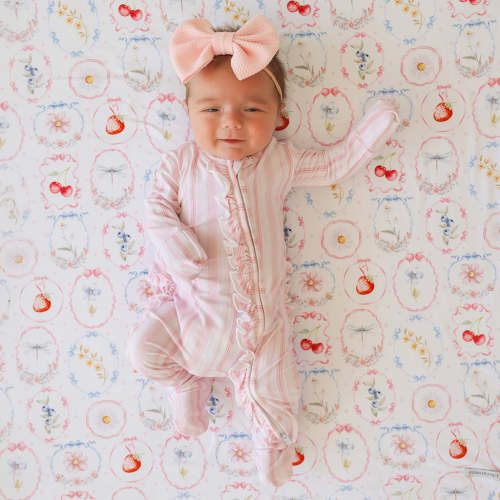 Stripe Pink Long Sleeve Remi Footie Ruffled Zippered One Piece NEWBORN