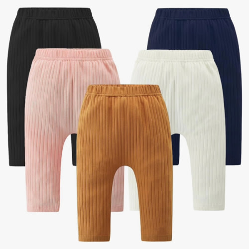 Fullfamous Baby and Toddler Girl's 5 Pack Cotton Ribbed Pull On Pants Leggings 0-4 Years