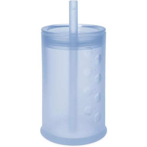 Olababy Clear View Silicone Training Cup with Straw Lid | Toddler Sippy Trainer 12mo+ | Unbreakable Water Drinking Cups for Kids 2yr+ | Baby Led Weaning & Feeding Supplies (Blueberry, 9 oz)