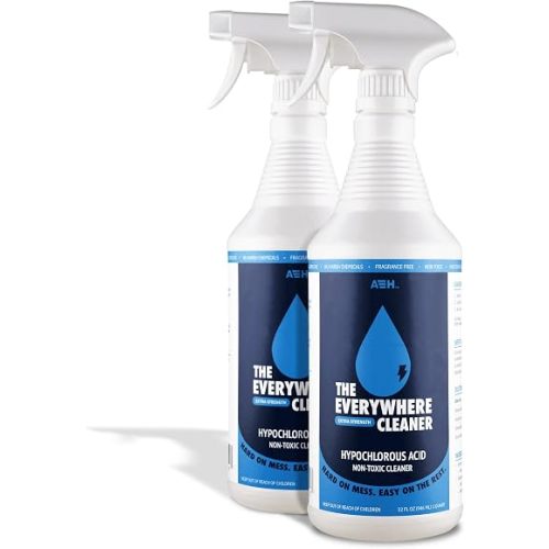 The Everywhere Cleaner Hypochlorous Acid Spray 500ppm (HOCL) - Multi-Surface Household Cleaner & Odor Neutralizer for Kitchen, Bathroom, Sealed Floors, No Fumes, No Residue - 1 Quart x 2 Pack
