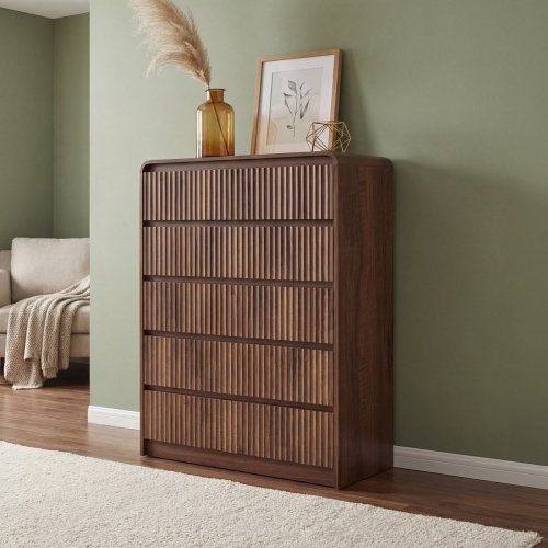 Avelia Fluted Wood Dresser with Curved Anti-Collision Design – Innovar