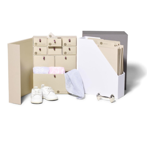 Savor | The Original Deluxe Baby Keepsake Box | Fabric Bound Acid-Free Gender-Neutral Minimalist Newborn Memory Organizer with Labels | for Pregnancy, Mother’s Day, Baby Shower