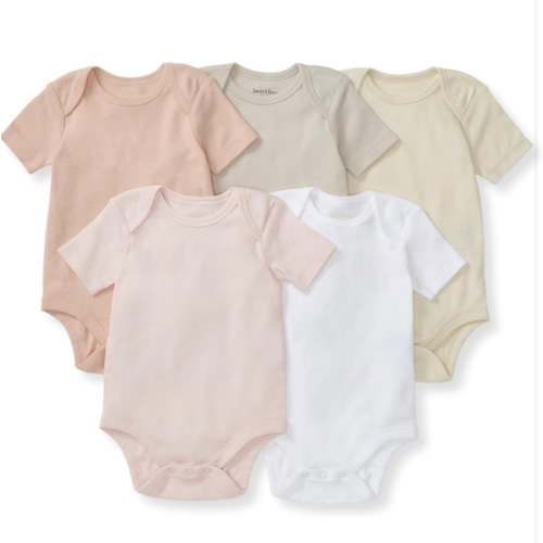 Burt's Bees Baby Bodysuits, Short Sleeve and Long Sleeve One-Pieces, 100% Organic Cotton, Pack of 5