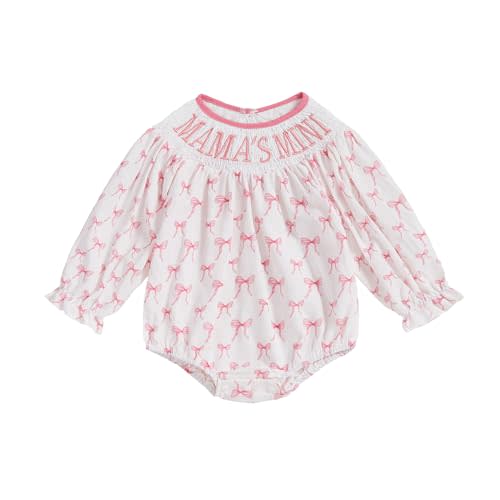 Newborn Baby Girl Romper Clothes Embroidery Long Sleeve Pleated Smock Bubble Jumpsuit Bodysuit Fall Winter Outfits
