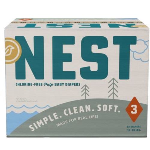 Nest Chlorine-Free Baby Diapers - Fragrance Free, Gentle for Sensitive Skin - Size 3 (62ct)