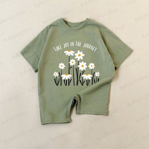 TAKE JOY IN THE JOURNEY Baby Green Daisy Romper