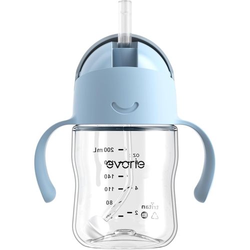 Evorie Tritan Weighted Straw Cup Baby Training Cup, Spill Proof, Blue