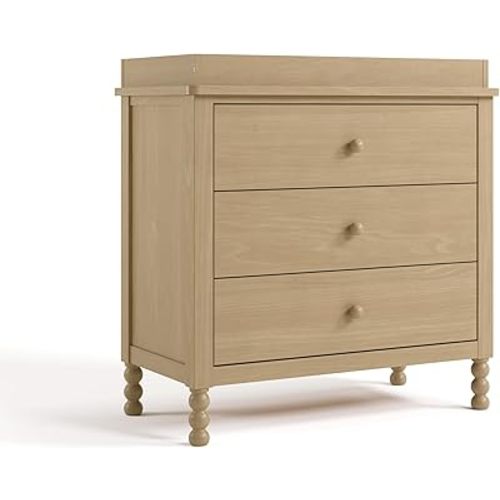 Storkcraft Rio 3 Drawer Chest with Changing Topper (Driftwood) – GREENGUARD Gold Certified, Premium Wood Dresser for Baby & Kids Bedroom, Safety Interlocking Drawers, Pre-Installed Tracks, Kids Chest