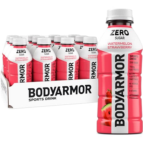 BODYARMOR ZERO Sugar Watermelon Strawberry Electrolyte Drink, Natural Flavors, 16 Fl Oz Bottles (12 Pack), B Vitamins & Antioxidants Sugar Free Hydration