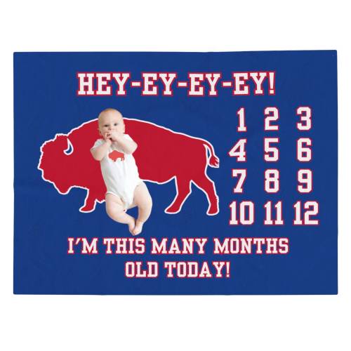 Buffalo Baby Blanket, Buffalo Milestone Blanket, Month Tracker, Buffalo Fan, Velveteen Plush Blanket for Buffalo Baby Gift!