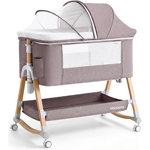 HARPPA Cuddly Bassinet Bedside Sleeper, 3 in 1 Baby Bassinet With Mattress