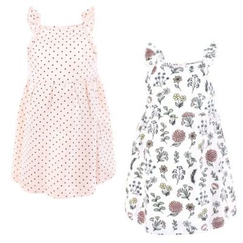 Hudson Baby Infant and Toddler Girls Cotton Dresses, Pastel Wildflower, 6-9 Months