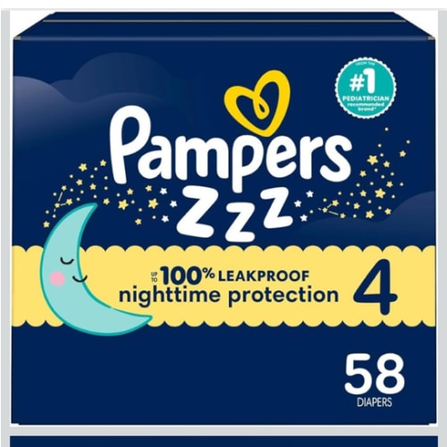 Pampers Overnight Diapers, Size 4, Nighttime Protection