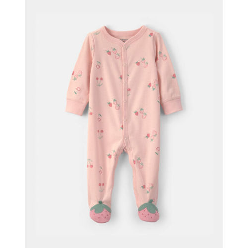 Baby Girl Strawberry 100% Cotton Sleep & Play Pajamas - Pink | Carter's
