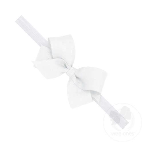 Mini Grosgrain Girls Hair Bow on a Soft Elastic Baby Band - WHITE / INFANT (6-24 MONTHS) | Wee Ones Hair Bows & Accessories