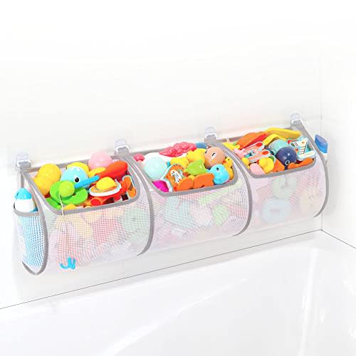 Ligereza Bathtub Toy Holder，Prevent Spots，Bath Toy Storage Bath Toys for Kids Ages 4-8 30“x8.7”Mesh Bath Toy Holder，let Baby Bath Toys Quick Drying