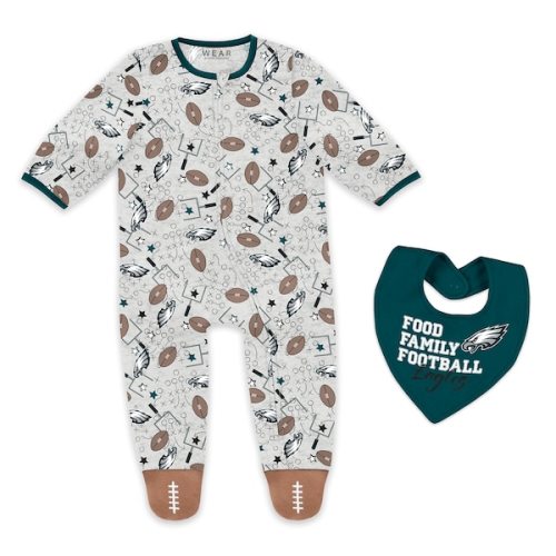 Infant & Newborn WEAR by Erin Andrews Philadelphia Eagles Sleep and Play Full-Zip Sleeper & Bib Set