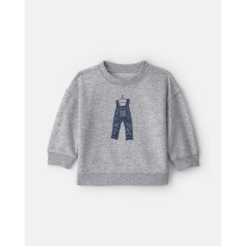 Baby Boy Overall French Terry Sweater - Grey - OshKosh B'gosh | Carter's