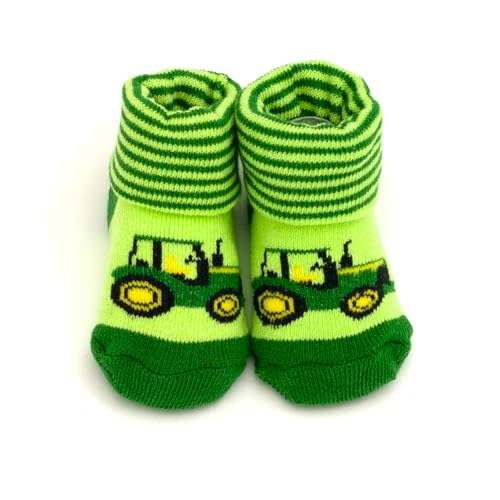 John Deere Baby French Terry Booties Adjustable Infant Socks Newborn Sizes (0-6 Months)