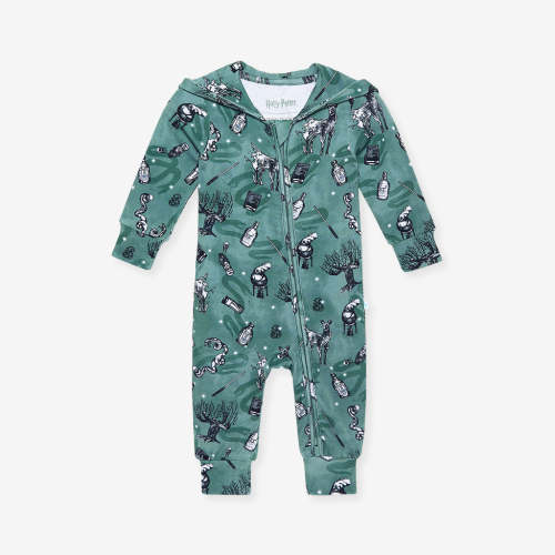 Slytherin House French Terry Zippered Hooded Romper