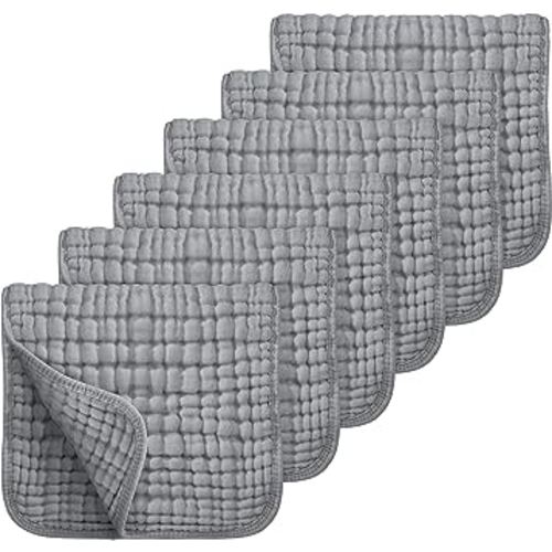 Looxii Muslin Burp Cloths 100% Cotton Muslin Cloths Large 20''x10'' Extra Soft and Absorbent 6 Pack Baby Burping Cloth for Boys and Girls (Grey)