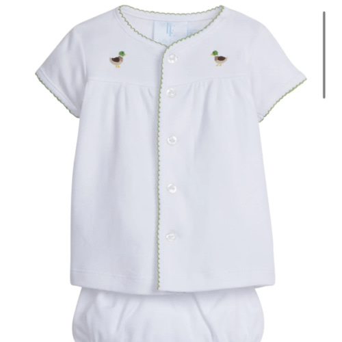Pinpoint Layette Knit Set-Mallard | Posh Tots Children's Boutique
