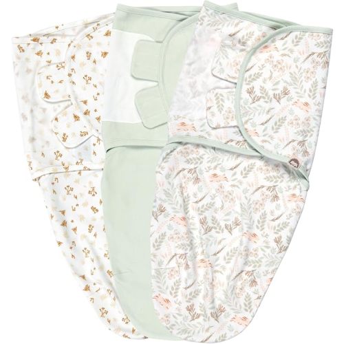 100% Cotton 3-Pack Baby Swaddle Sleep Sacks, 0-3 Months - Baby Girl Swaddle Newborn, Adjustable Swaddles for Newborns to 3 Months, Ideal Babies Gift Set, Designed in France, Pink + Floral Collection