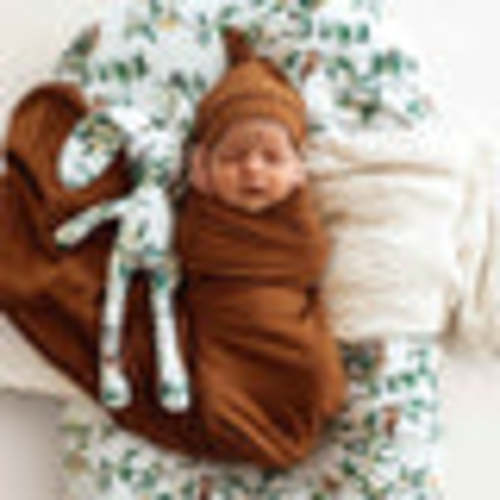 Bronze Organic Baby Jersey Swaddle Wrap & Beanie | Snuggle Hunny