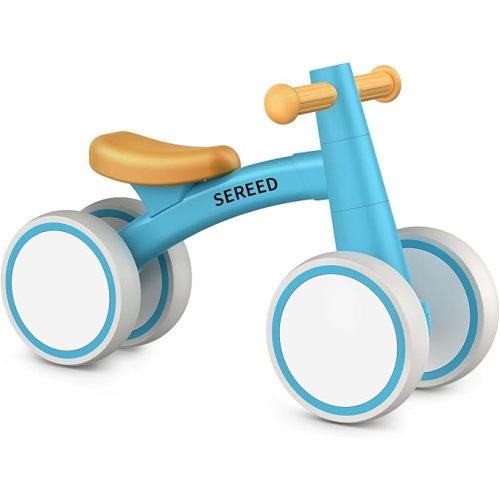 SEREED Baby Balance Bike for 1 Year Old Boys Girls 12-24 Month Toddler Balance Bike, 4 Wheels Toddler First Bike, First Birthday Gifts (Blue)