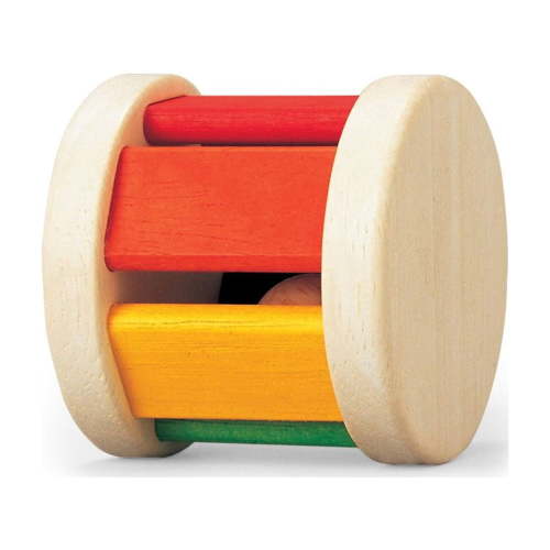 PlanToys® Wooden Roller Rattle Toy for Babies | Montessori Baby Sensory Toy with Gentle Sound | Eco-Friendly Crawling & Motor Skill Toys for Infants