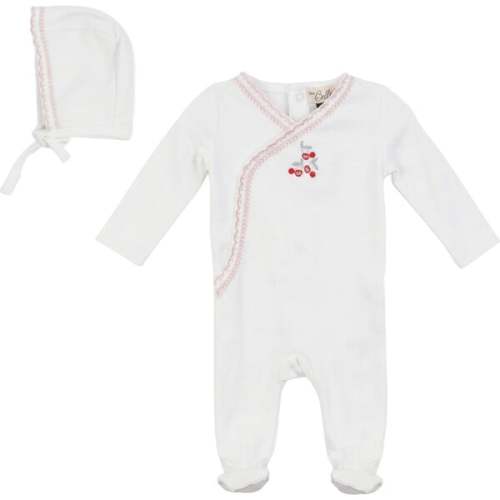 Cherry Embroidered Onesie White/Red - Bebe Bella | Maisonette