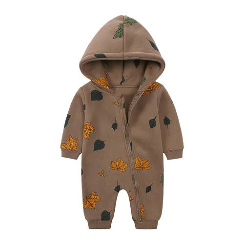 WeeBloom Unisex Baby Clothes Winter Coats Boy Girl Zipper Warm Hooded Romper Long Sleeve Fall Outfit,Coffee 0-3 Months