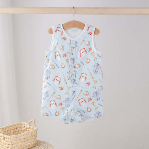Nola Tawk Let's Play Ball Organic Muslin Shortall – ZukaBaby