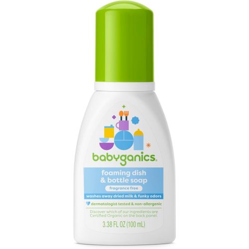 BabyGanics Foaming Dish and Bottle Soap, Fragrance Free, 3.38 Ounce