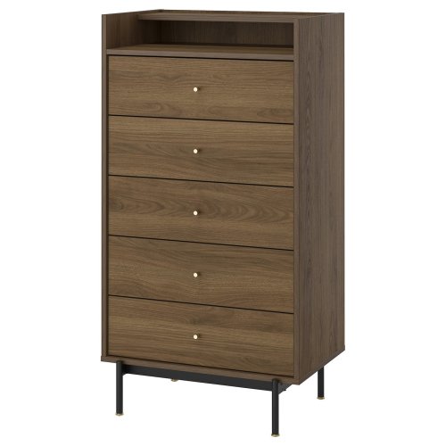 RÅDMANSÖ 5-drawer dresser - brown walnut effect 27 1/2x18 7/8x52 "