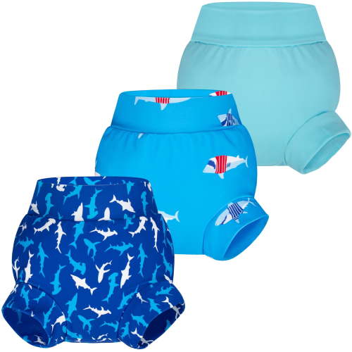 BIG ELEPHANT Baby Swim Diapers 3pcs, Reusable Adjustable Washable Waterproof Swimming Diaper for Boy's and Girl's, 6-12 Months