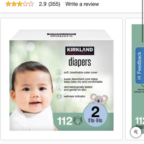 Kirkland Signature Diaper Size 2, 112-count | Costco
