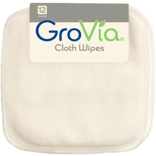 GroVia Reusable Cloth Diapering Wipes | White | 12 Count