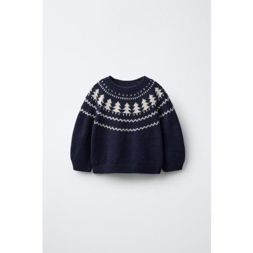 TREE JACQUARD KNIT JUMPER - Navy blue | ZARA United States