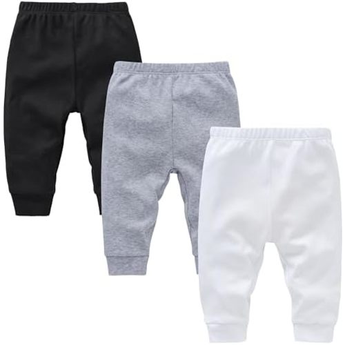 kavkas Infant and Toddler Active Pants Unisex Cotton Trousers Solid Color Baby Basic Jersey Leggings Boy Girl Bottoms