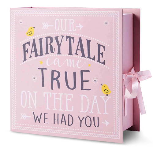 Votum Baby Milestone Keepsake Storage Box for Newborn Boys and Girls - Pink Fairytale