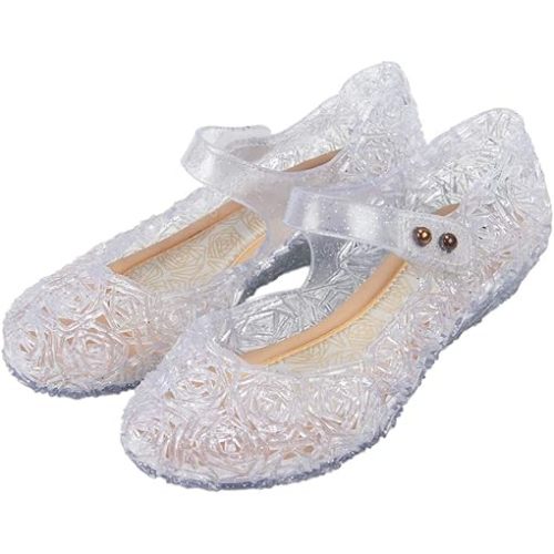 GUGUYeah Princess Mary Jane Jelly Shoes, Ballet Flats Cosplay Birthday Party Dress Up Sandals for Little Girls, Toddler or Kids