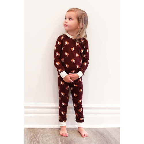 Maroon Bulldog 2 Piece Bamboo Pajama Set