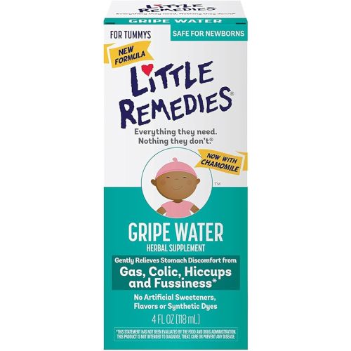 Little Remedies Gripe Water for Babies, With Chamomile, for Baby Gas Relief, No Alcohol or Artificial Dyes, 4 Fl Oz, Pack of 6