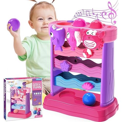 YEGEER Toys for 1 2 Years Old Girls, Musical Toys for 12-18 Months, Interactive Toddler, Montessori Toys, Christmas Birthday Gifts for Baby Kids Toddlers Age 1-2 Years Old (Pink)