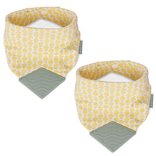 BooginHead Cotton Baby Bandana Teething Bib 2-Pack, Lemons